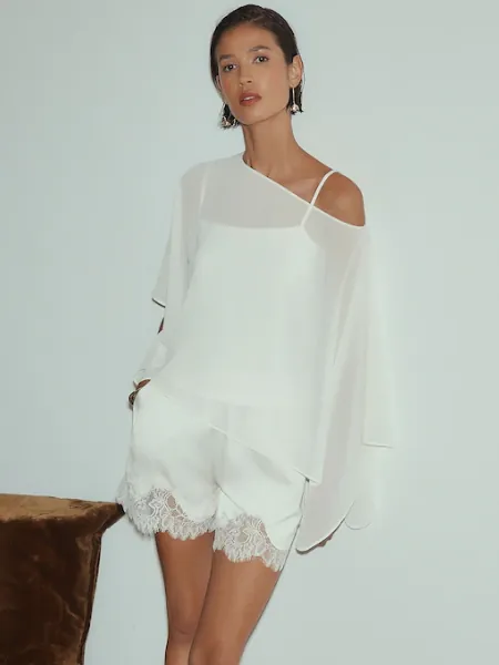 Ecru Sheer Layer Top with Cami